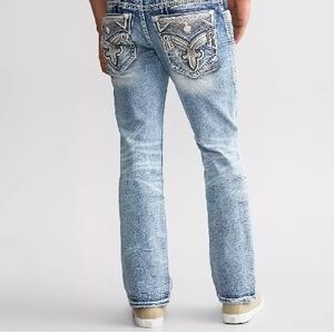 Rock Revival Light Blue Bootcut Jeans for Men